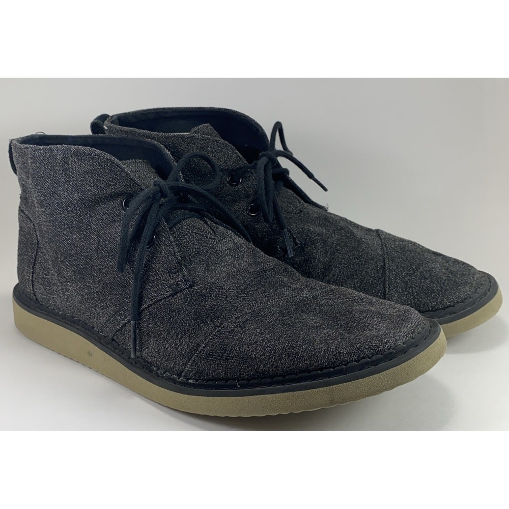 Toms Black Chukka Mateo Ankle Boots Black Charcoal Mens Size 9 Lace Up
